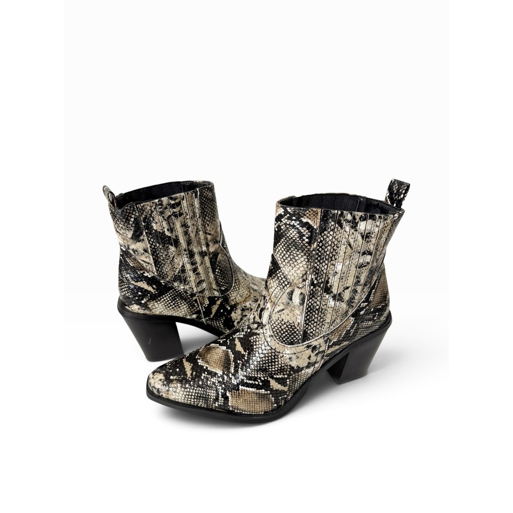 Seven7 Eve Womens Western Snakeskin Embossed Ankle Boots Size 8M